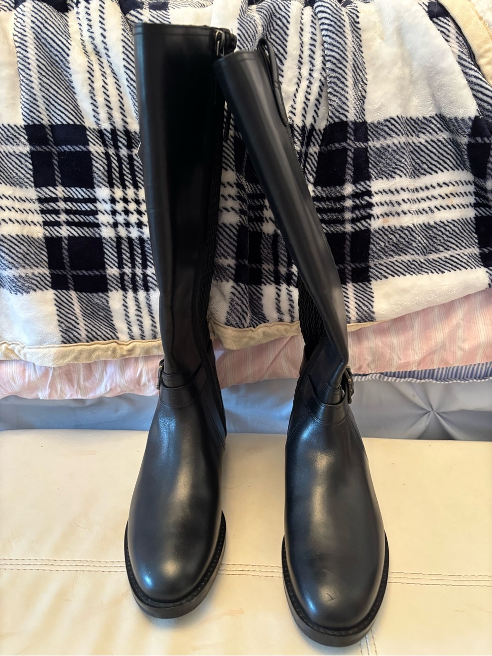 Cole Haan Black Knee-High Leather Heeled Boots